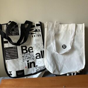 2 lululemon athletica small Black and White Tote Bags